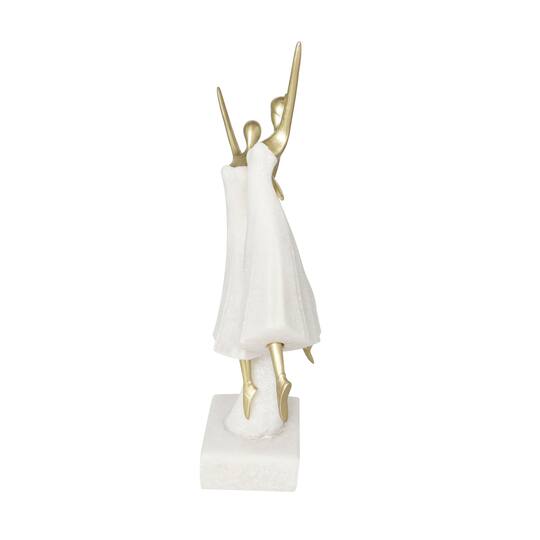 12.75" Cream Polystone Dancing Ballet Couple Sculpture Décor